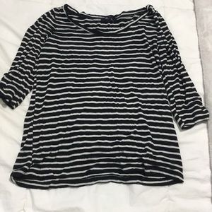 Striped boat / scoop neck shirt